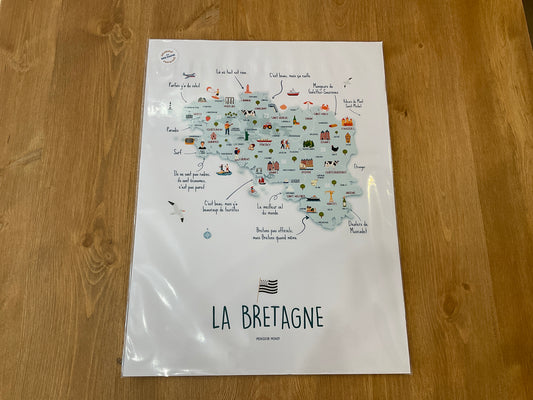 Affiche - Carte de Bretagne