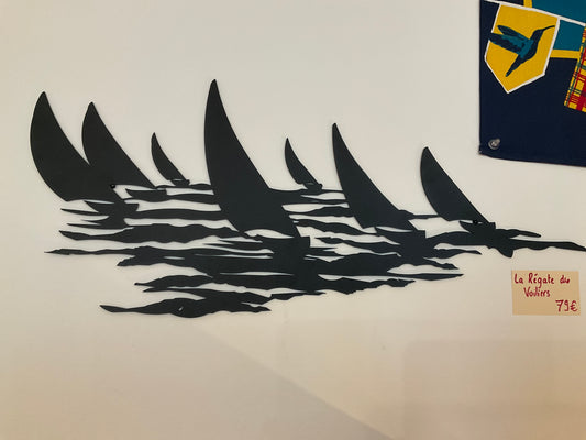 Déco métal - La régate des voiliers - 55cm